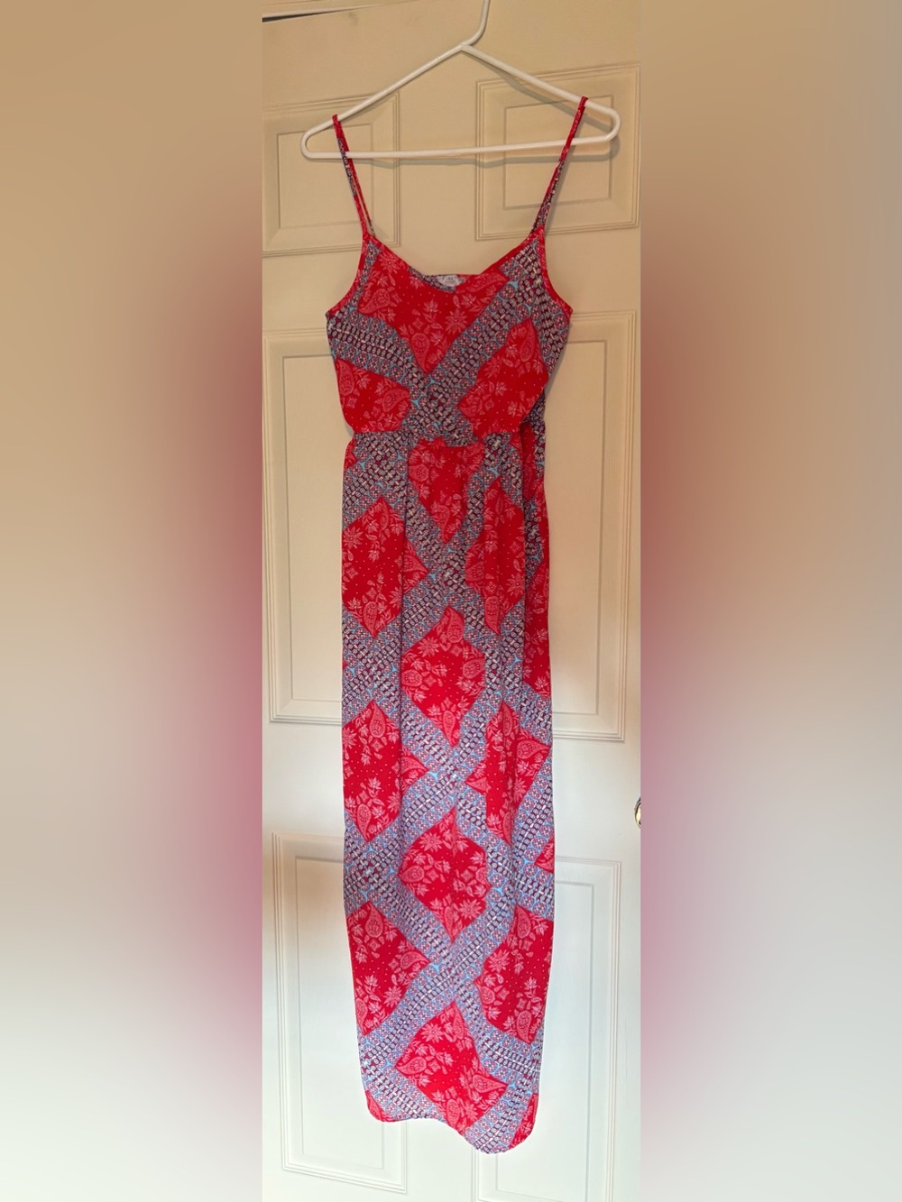 Pink Rose Red and Blue Maxi Dress